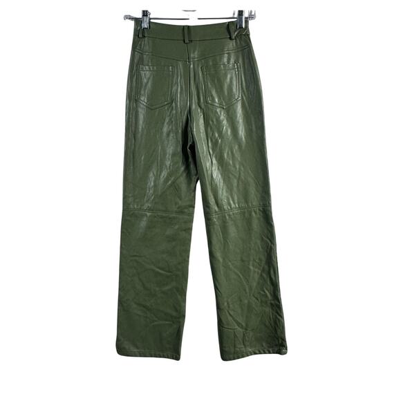 Faux Leather Pants Size XXS Petite Olive Green - Picture 3 of 11